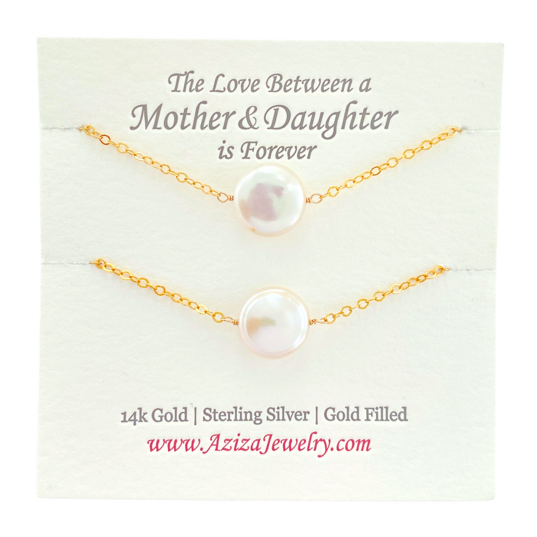 Mother Daughter Necklaces - Freshwater Coin Pearls