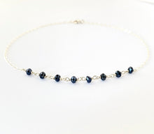Load image into Gallery viewer, Sterling Silver Anklet. Genuine Gemstone Black Spinel Gemstone Ankle Bracelet.
