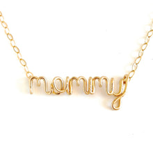 Load image into Gallery viewer, Gold Mommy Necklace. New Mom Necklace. New Mommy Necklace. Push Present. Mommy to Be Gift. Script Gold Mommy. Mother&#39;s Day Necklace
