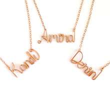 Load image into Gallery viewer, Name Necklace. 14k Solid Rose Gold Custom Personalized Name Necklace. Wire Name Necklace. 14k Rose Gold Script Name Necklace.
