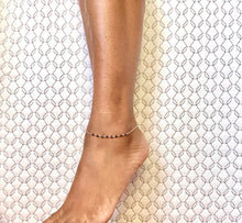 Load image into Gallery viewer, Sterling Silver Anklet. Genuine Gemstone Black Spinel Gemstone Ankle Bracelet.
