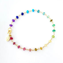 Load image into Gallery viewer, Rainbow Gemstone Bracelet. Delicate faceted genuine gemstone 14k gold filled bracelet
