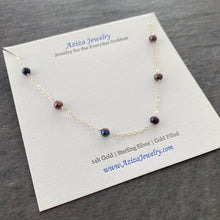 Load image into Gallery viewer, Black Pearl Chain Necklace. Black Peacock Pearl Necklace in Sterling Silver or 14k Gold
