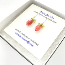 Load image into Gallery viewer, Cherry Quartz Earrings with Peridot Gemstones Clusters.
