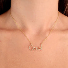 Load image into Gallery viewer, Gold Name Necklace. Custom Personalized 14k Gold Filled Name Necklace. Script Calligraphy Name Necklace. Monogram Name Chain
