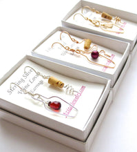 Load image into Gallery viewer, Wine Bottle and Cork Screw Earrings. Rose Gold Earrings. Grape and Cork Jewelry. Wine Lovers Earrings. Red Wine Gift. Cocktail Hour

