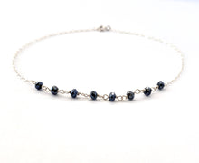 Load image into Gallery viewer, Sterling Silver Anklet. Genuine Gemstone Black Spinel Gemstone Ankle Bracelet.
