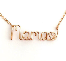 Load image into Gallery viewer, Mama Heart Necklace. 14k Rose Gold Filled Mother&#39;s Day Necklace. Push Present. Mama Love Necklace. Mom to Be Gift. New Mama Jewelry
