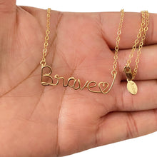 Load image into Gallery viewer, Gold Brave Heart Necklace. Love Necklace. 14k Gold Custom Name Wire Necklace. Valentine’s Day Gift.
