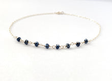 Load image into Gallery viewer, Sterling Silver Anklet. Genuine Gemstone Black Spinel Gemstone Ankle Bracelet.
