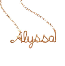 Load image into Gallery viewer, Name Necklace. 14k Solid Rose Gold Custom Personalized Name Necklace. Wire Name Necklace. 14k Rose Gold Script Name Necklace.

