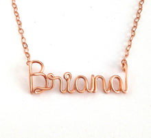 Load image into Gallery viewer, Name Necklace. 14k Solid Rose Gold Custom Personalized Name Necklace. Wire Name Necklace. 14k Rose Gold Script Name Necklace.
