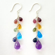 Load image into Gallery viewer, Luxe Rainbow Multi Gemstone Earrings. Amethyst, Garnet, Iolite, Topaz, Citrine, Tourmaline Gemstone Sterling Silver or 14k Gold Earrings

