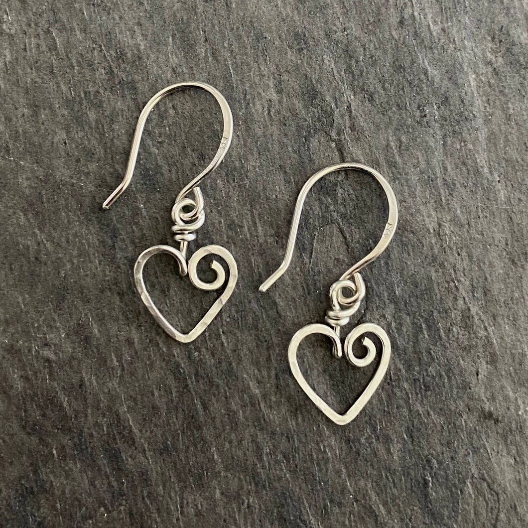 Heart Dangle Earrings. 1 inch Heart earrings