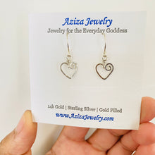 Load image into Gallery viewer, Heart Dangle Earrings. 1 inch Heart earrings
