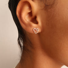 Load image into Gallery viewer, Mother Daughter Heart Earrings Gift Set. 2 Pair Sterling Silver Heart Studs Set. Cute Valentines Day Mothers Day Earrings. Push Present.
