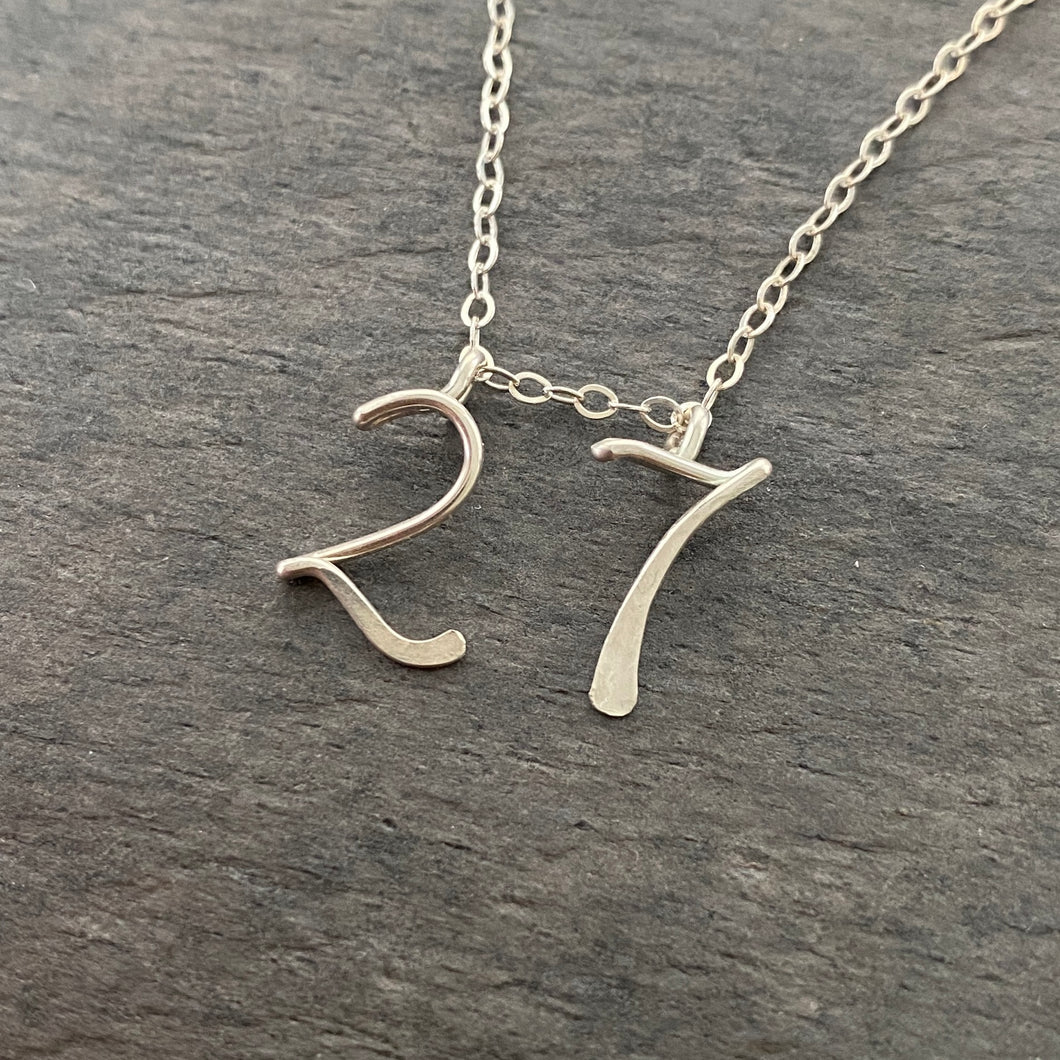 Two Numbers Necklace. Sterling Silver Necklace