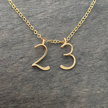 Load image into Gallery viewer, Two Numbers Necklace. 14k Gold Filled Necklace
