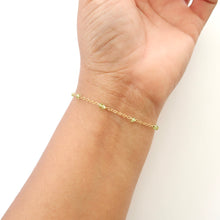 Load image into Gallery viewer, Peridot Gemstone Bracelet. Delicate faceted genuine gemstone 14k gold filled bracelet
