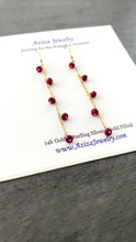 Load and play video in Gallery viewer, Ruby Chain Earrings. Real Red Ruby Gemstone Earrings. Sterling Silver or Gold Filled Earrings.
