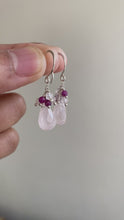 Load and play video in Gallery viewer, Rose Quartz and Ruby Gemstone Earrings

