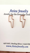 Load and play video in Gallery viewer, Lightning Stud Earrings. Gold or Silver Dangly Studs. Stud Post Earrings.
