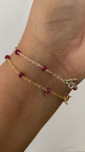 Load and play video in Gallery viewer, Red Ruby Gemstone Chain Bracelet. Genuine gemstone bracelet
