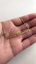 Load and play video in Gallery viewer, Trailblazer Necklace. Gold or Silver Trailblazer Script Wire Necklace. High Quality Handmade Necklace
