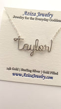 Load and play video in Gallery viewer, Sterling Silver Name Necklace. Custom Personalized Wire Script Name Necklace
