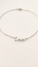 Load and play video in Gallery viewer, Tiny Love Anklet. Sterling Silver or 14k White Gold Script Love Ankle Bracelet.
