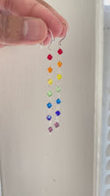 Load and play video in Gallery viewer, Drop Rainbow Earrings. Crystal Rainbow Long Earrings.
