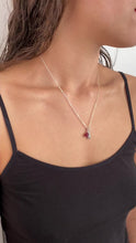 Load and play video in Gallery viewer, Ladybug Charm and Ruby Necklace. Genuine Ruby and Sterling Silver Necklace
