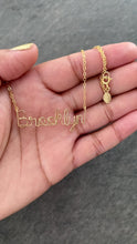 Load and play video in Gallery viewer, Brooklyn Necklace. Gold Script Brooklyn Wire Necklace. 14k Gold Filled Brooklyn NYC Necklace.

