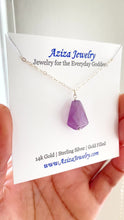 Load and play video in Gallery viewer, Amethyst Necklace. Rock Candy Amethyst Pendant. Sterling Silver.
