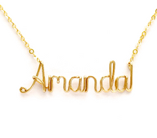 Load image into Gallery viewer, 14k Solid Gold Name Necklace. 14K Real Gold Custom Name Necklace. Personalized Real Gold Wire Script Name Necklace.
