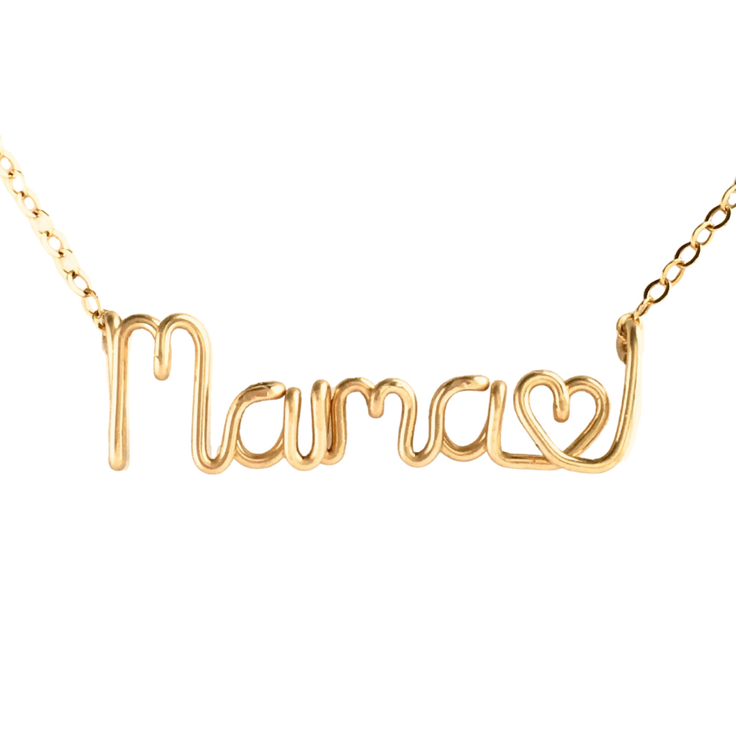 Mama Love Necklace. 14k Gold Filled Mama Heart Custom Wire Necklace