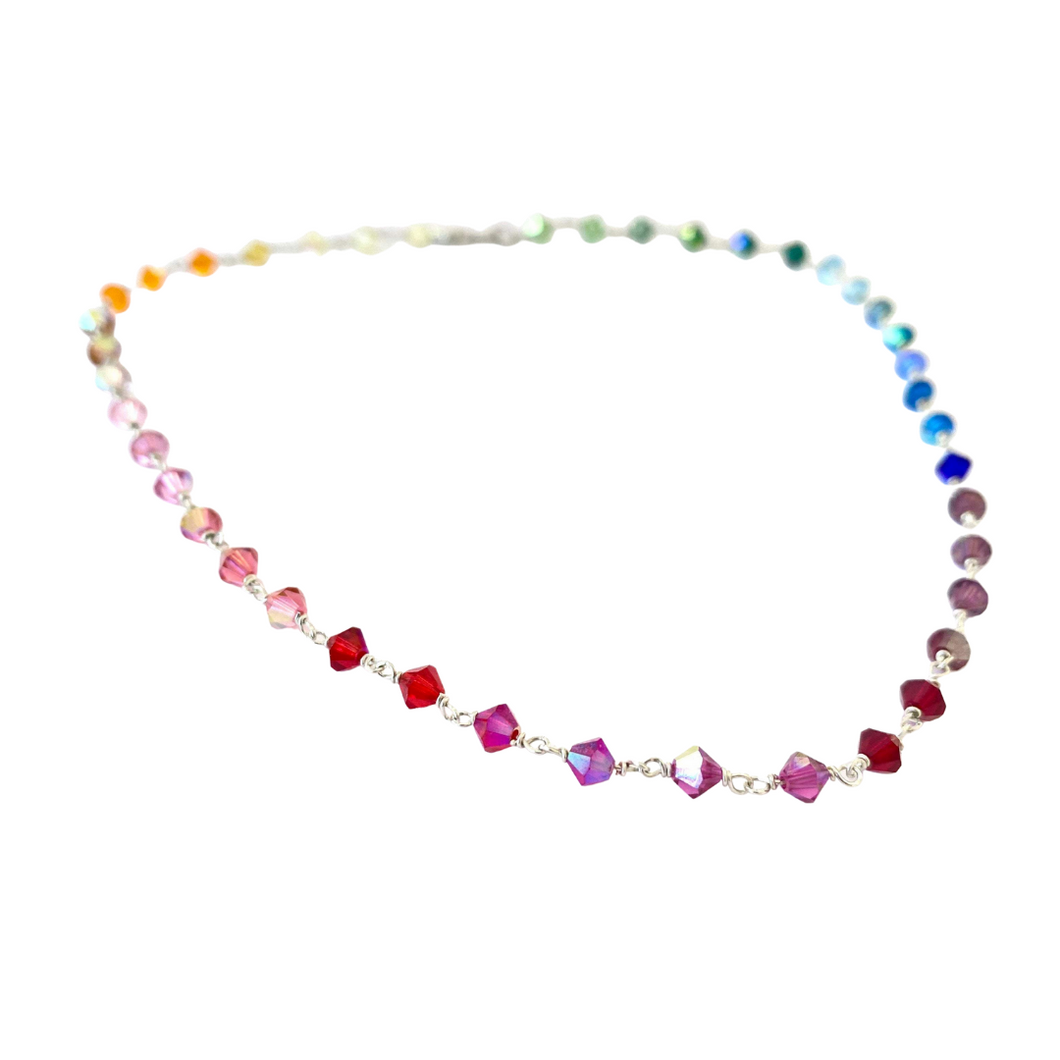 Crystal Rainbow Necklace. Swarovski Crystal Colorful Necklace.