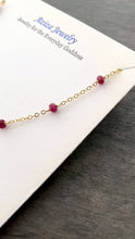 Load and play video in Gallery viewer, Red Ruby Necklace. Genuine Ruby and Chain Necklace. AzizaJewelry.
