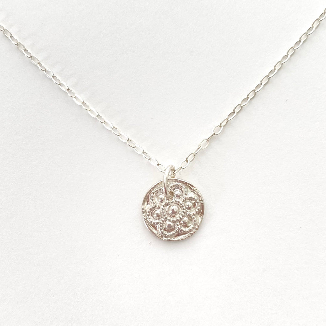 Mandala Necklace. Sterling Silver ooak Pendant