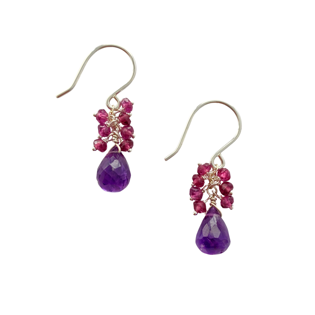 Amethyst and Purple Sapphire Sterling Silver Earrings