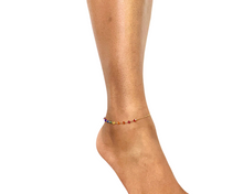 Load image into Gallery viewer, Rainbow Anklet. Crystal Genuine Sterling Silver Ankle Bracelet.

