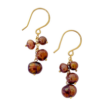 Load image into Gallery viewer, Brown Chandelier Pearl Earrings. Off Round- Textured Earrings. AzizaJewelry
