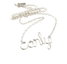 Load image into Gallery viewer, Sterling Silver Custom Name Necklace. Lowercase Wire Script Name Necklace
