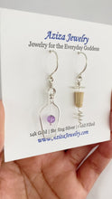 Load and play video in Gallery viewer, Wine Bottle and Cork Screw Sterling Silver Earrings. Wine Lovers Earrings with Purple Grape and real cork. Wine Themed Jewelry
