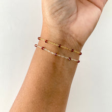 Load image into Gallery viewer, Garnet Bracelet. Small Faceted Genuine Dark Red Garnet Sterling Silver Chain Bracelet
