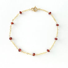 Load image into Gallery viewer, Garnet Bracelet. Small Faceted Genuine Dark Red Garnet Sterling Silver Chain Bracelet
