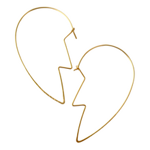 Load image into Gallery viewer, Half Heart Hoop Earrings. Large 3 inch Heart Hoops. Swarovski Crystals.

