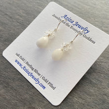 Load image into Gallery viewer, White Quartz Earrings with Rainbow Moonstone
