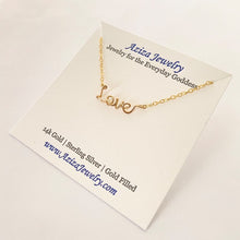 Load image into Gallery viewer, Tiny Love Anklet. 14k Gold Script Love Ankle Bracelet.
