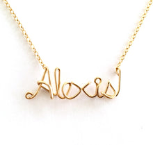 Load image into Gallery viewer, 14k Solid Gold Name Necklace. 14K Real Gold Custom Name Necklace. Personalized Real Gold Wire Script Name Necklace.
